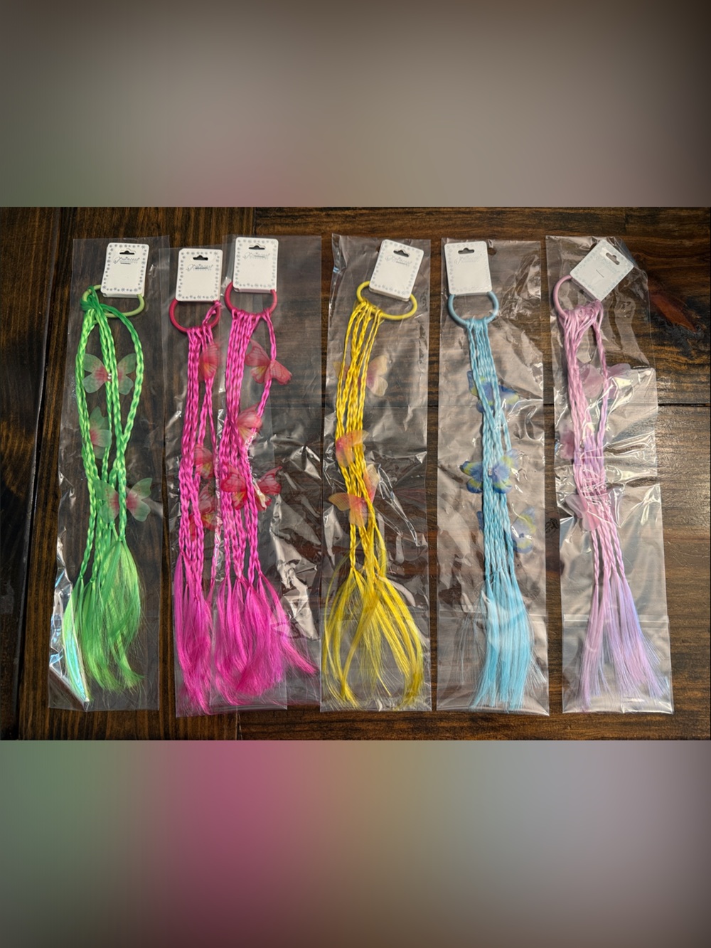 Colorful Braided Hair Extensions with Butterfly Accents - Assorted Colors (Each)